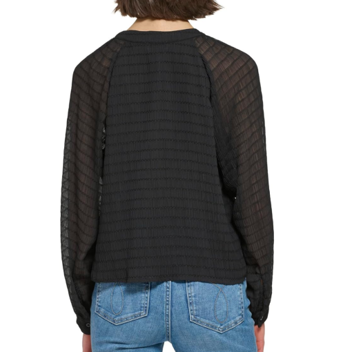 Calvin Klein Black Chiffon Blouse - Long Sleeve Top - Size S - Image 2