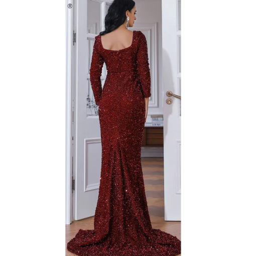 Miss ORD Burgundy Sequin Gown - Size M - Formal Dress - Image 2