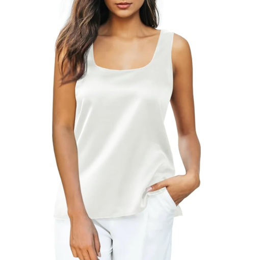 MSK White Satin Tank Top - Women's XL - Sleeveless Shirt