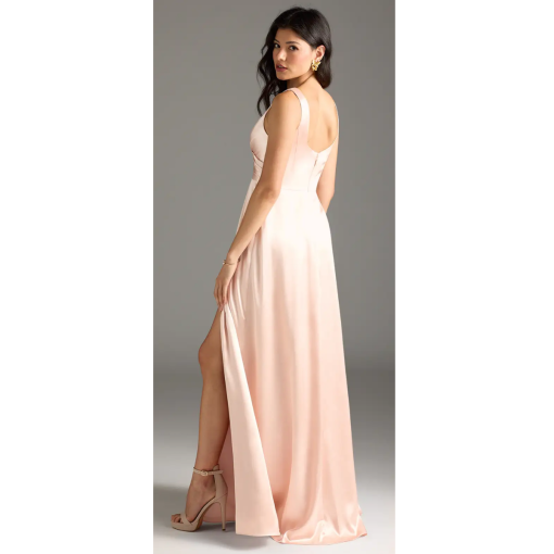 Simply Dresses Blush Satin Slit Gown Size 14 - Bridesmaid Dress - Image 2