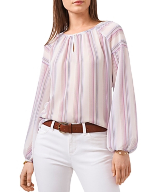 Vince Camuto Striped Blouse Ivory XS - Women's Tops & Shirts