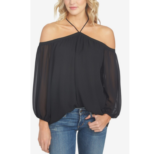 1.STATE Black Off-Shoulder Blouse Size 8 - Women's Tops