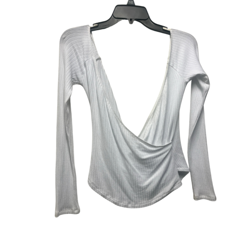 White Ribbed Wrap Top - Small - Women's Fashion Top