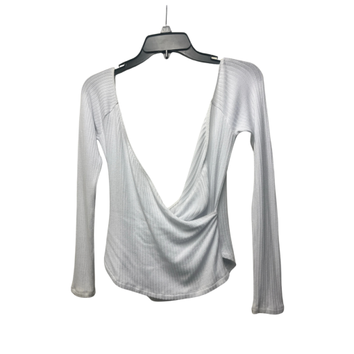 White Ribbed Wrap Top - Small - Women's Fashion Top - Image 2