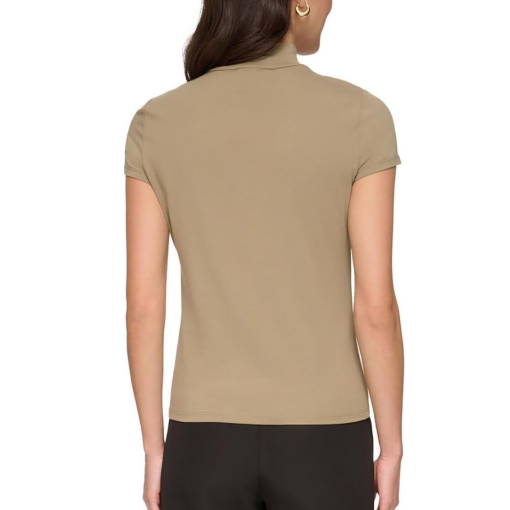 DKNY Khaki Mock Neck T-Shirt - Women's XL - Casual Tops - Image 2