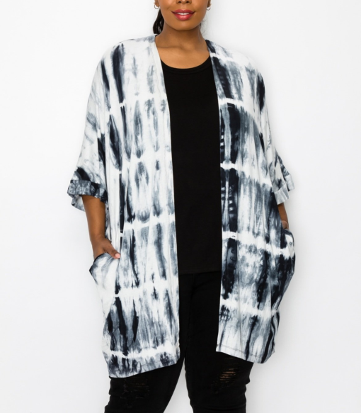 Coin 1804 Plus Size Tie Dye Kimono Cardigan - Women's Clothing