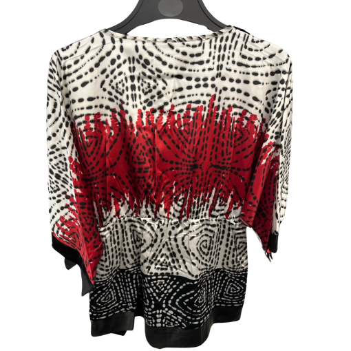 BCBGMAXAZRIA Red Print Blouse Size L - Women's Tops - Image 2