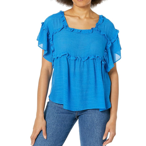 ZAC & RACHEL Blue Ruffle Top - Size S - Women's Blouse