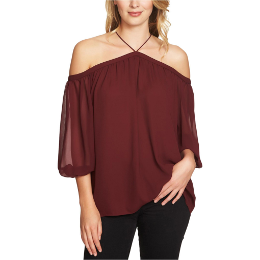 1.STATE Burgundy Off-the-Shoulder Blouse - Size XS - Women's Tops