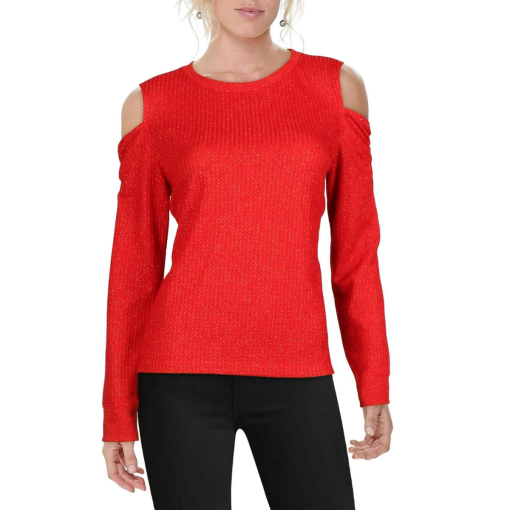 Tommy Hilfiger Red Cold Shoulder Top - Small - Women's Shirt