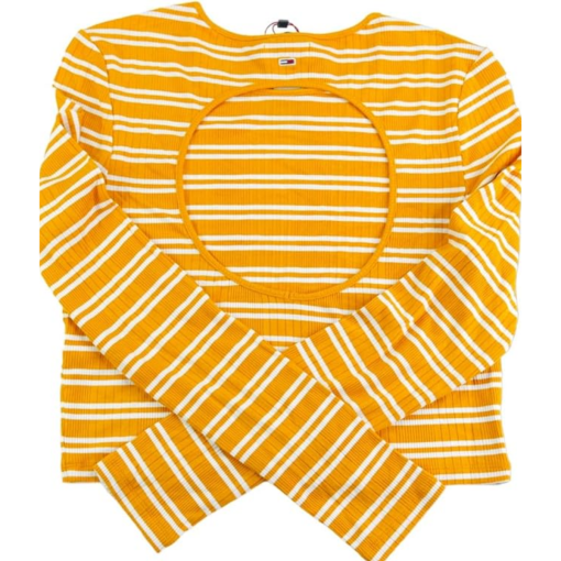 Tommy Jeans Striped Ribbed Top - Orange, Medium - Women's Shirts - Image 2