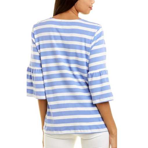 Jones New York Blue Stripe Bell Sleeve Top - Size M - Women's Blouse - Image 2