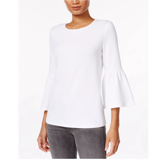 Kensie White Bell Sleeve Top - XS - Women's Blouse