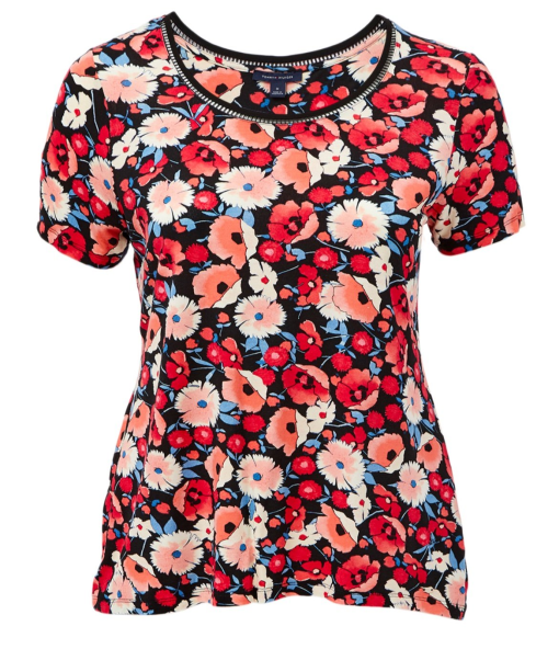 Tommy Hilfiger Floral Tee Shirt Black Red Plus Size Top