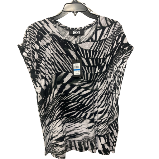 DKNY Black & White Print Tee XL - Women's T-Shirt Top - Image 2