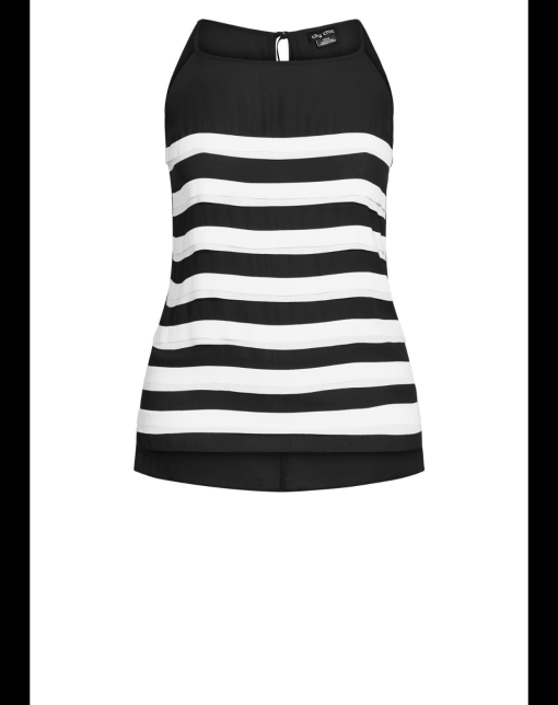 City Chic Black & White Striped Tank Top - Size S/6 - Women's Blouse