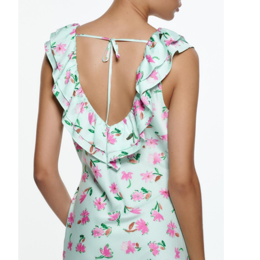 Zara Floral Midi Dress - Mint Green - Size S - Summer Dress - Image 2