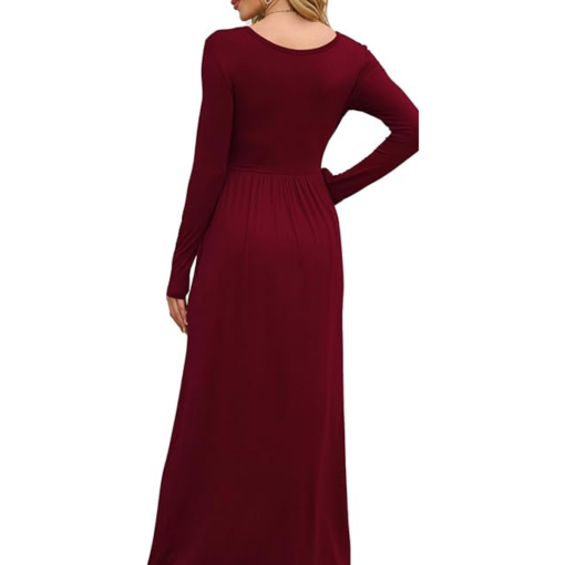 24Seven Burgundy Maxi Dress 2X - Long Sleeve Dresses - Image 2