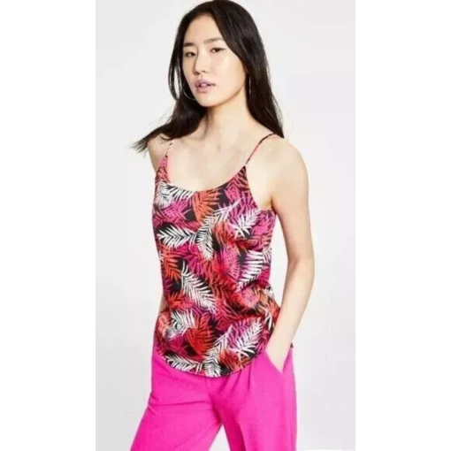 Bar III Floral Print Cami Top - Pink, Plus Size, Women's Blouse