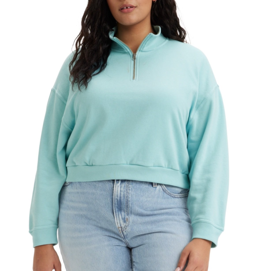 Levi's Plus Size Blue Fleece 1/4 Zip Sweatshirt - Women's Top