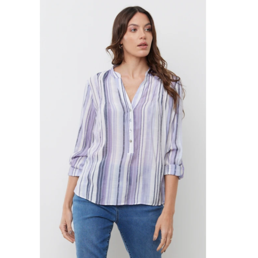 ZAC & RACHEL Purple Stripe Blouse - XL - Women's Tops