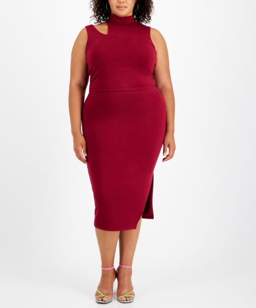 Bar III Plus Size Red Cutout Midi Dress - Cocktail Dress 2X