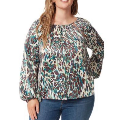 Jessica Simpson Plus Size Animal Print Blouse - Ferns 3X - Tops