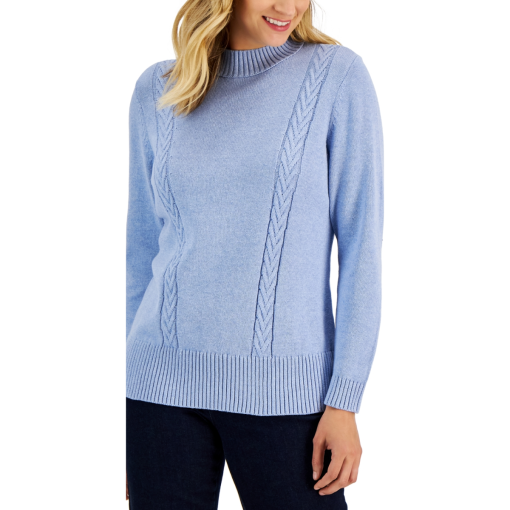 Karen Scott Light Blue Cable Knit Sweater - Women's XXL Top