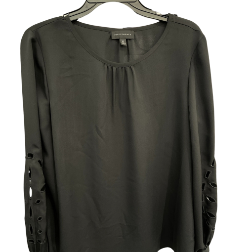 Investments Black Blouse Medium Long Sleeve Cutout Top