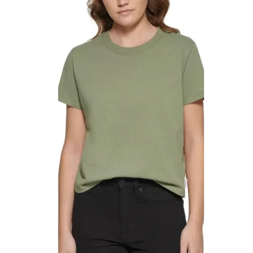 Calvin Klein Olive Green Boxy Tee - Petite Large - Women's T-Shirt