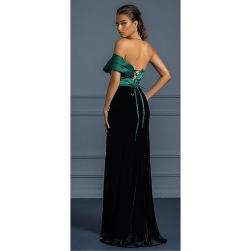 VIPGIRL Emerald & Black Velvet Slit Gown - Size S - Prom Dress - Image 2