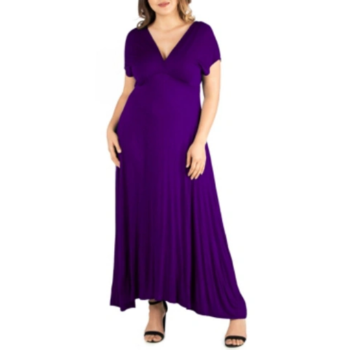 24seven Purple Maxi Dress Plus Size XL - Women's Dresses