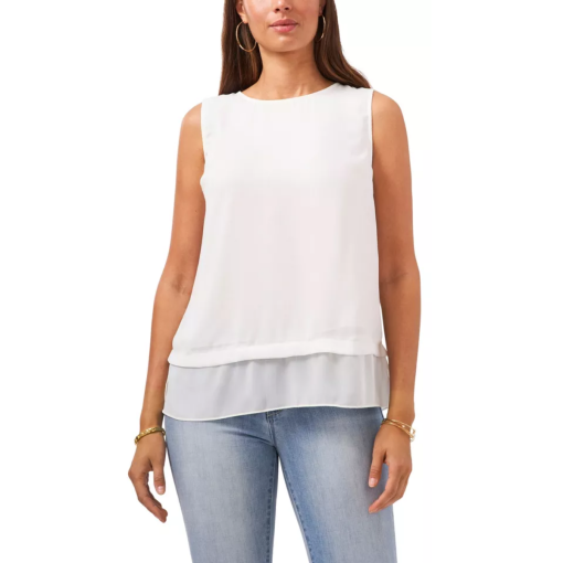 Calvin Klein White Sleeveless Blouse, Size M, Women's Tops