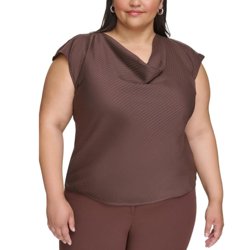 Calvin Klein Plus Brown Cowl Neck Top - Size 2X - Blouse