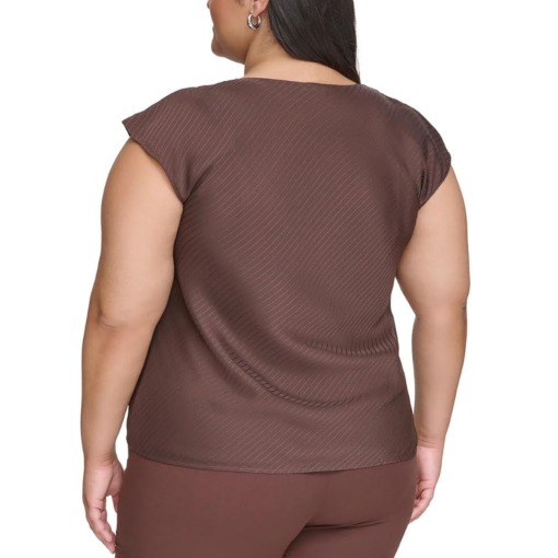 Calvin Klein Plus Brown Cowl Neck Top - Size 2X - Blouse - Image 2