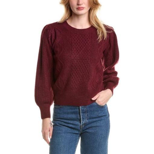 1.state Red Cable Knit Sweater - Plus Size Women's Top