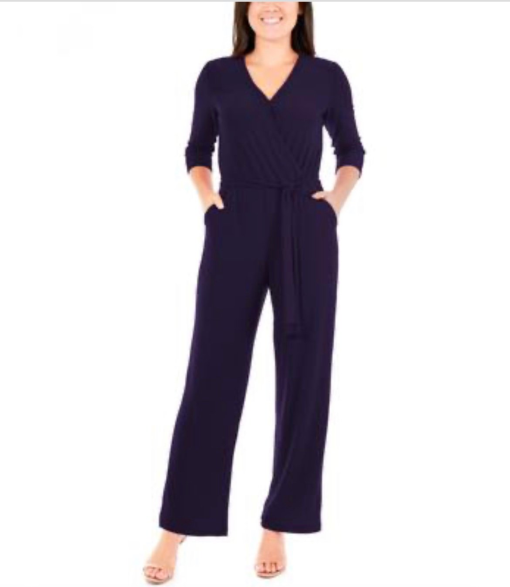 Ny Collection Navy Petite Jumpsuit - Wide Leg Jumpsuit - PXL - Women's