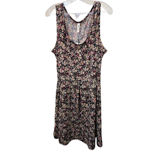 24 SEVEN Floral Print Tank Dress 2X Black Summer Dress