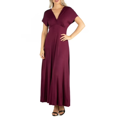 24 seven Wine Maxi Dress XL V-Neck Women's Dresses