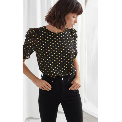 & Other Stories Black Polka Dot Blouse - Size M - Women's Top