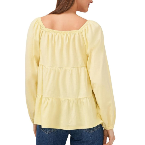 Riley & Rae Yellow Tiered Top - Square Neck Blouse - Size L - Image 2