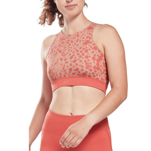 Reebok Safari Print Sports Bra Coral Plus Size Workout Top