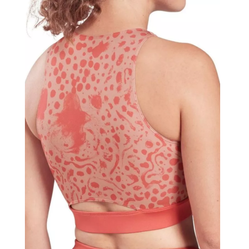 Reebok Safari Print Sports Bra Coral Plus Size Workout Top - Image 2