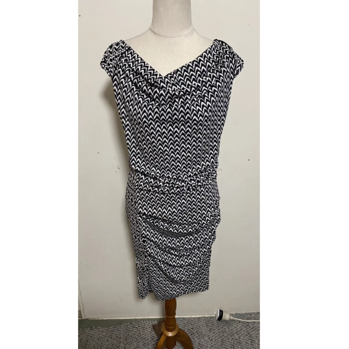 DKNY Black & White Chevron Dress - Size: No Size - Cocktail Dress