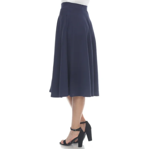 White Mark Navy Midi Skirt - Plus Size 2XL - Women's Skirts - Image 2