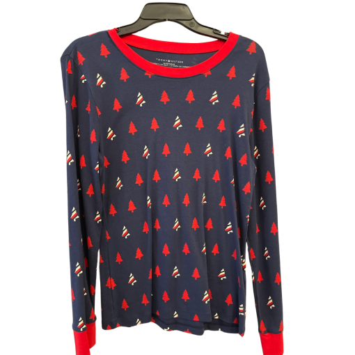 Tommy Hilfiger Navy Red Christmas Pajama Top - Size L - Sleepwear