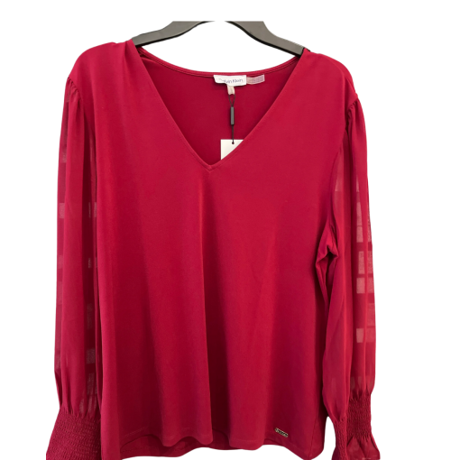 Calvin Klein Red Blouse Size L Long Sleeve Top - Women's Shirt