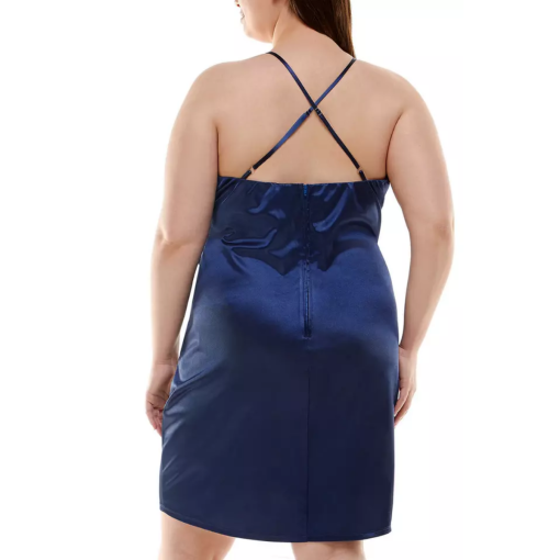 Speechless Plus Navy Satin Wrap Dress 20W - Cocktail Dress - Image 2