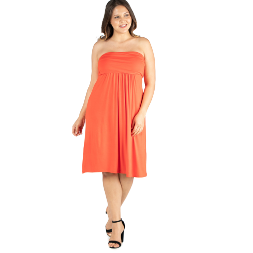 24seven Coral Strapless Dress Plus Size 3X - Women's Dresses