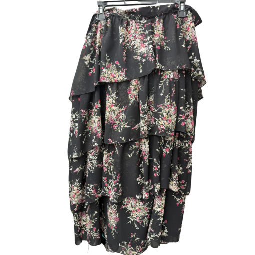 Maple Cliff Black Floral Tiered Maxi Skirt 4XL - Women's Skirts